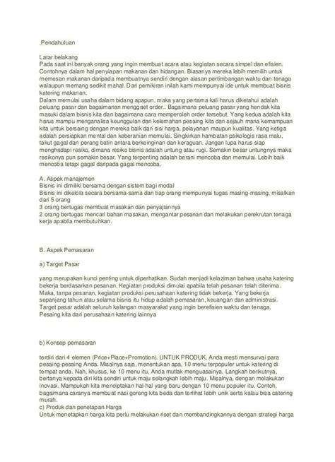 Menjadikan singkong sebagai makanan pokok yang populer dan dikemas menarik di kalangan. Contoh Proposal Usaha Makanan Catering - IlmuSosial.id