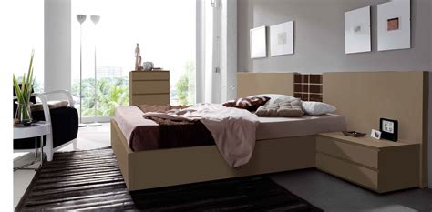 Lacquered Made In Spain Wood Platform And Headboard Bed With Storage