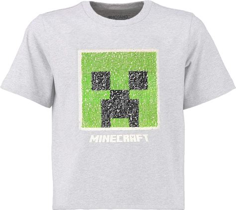 minecraft t shirt garçon avec sequins réversibles top À motif pixel creeper manches courtes en