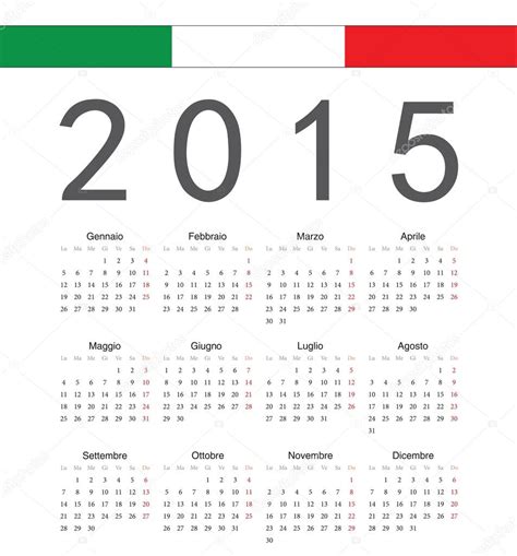 Simple Italian 2015 Year Vector Calendar Stock Vector Image By