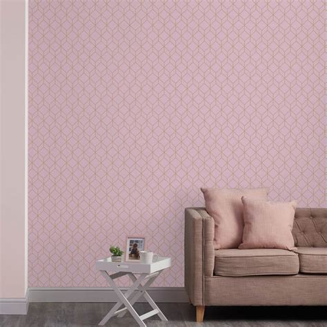 Superfresco Easy Wallpaper Myrtle Geo Blush Pink Wilko