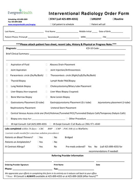 Interventional Radiology Form Fill Online Printable Fillable Blank