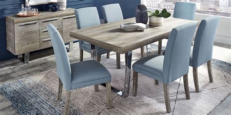 Cindy Crawford Home San Francisco Gray 7 Pc Dining Room With Blue Chairs