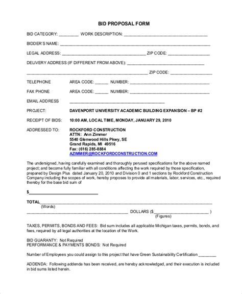 The construction management firm takes on the risk that bids may come in higher than the gmp. FREE 9+ Sample Construction Bid Forms in MS Word | PDF | Excel