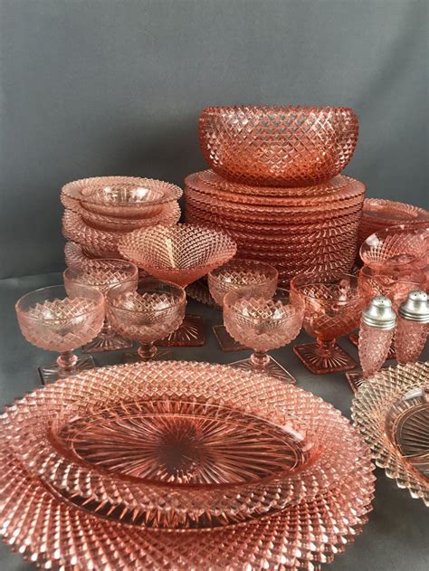 Sold Price Group Of 50 Pieces Pink Depression Glass Miss America