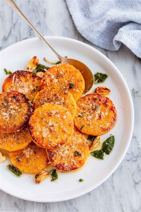 Garlic Butter Parmesan Baked Butternut Squash Recipe Roasted