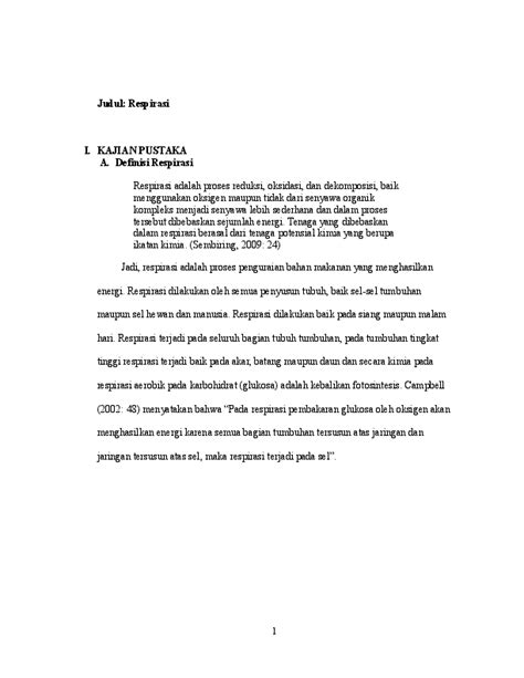 Jenis tumbuhan dan proses pernapasannya. (DOC) laporan praktikum respirasi hewan dan tumbuhan ...
