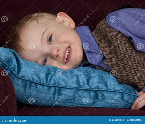 Sleepy Boy On Pillow Stock Photo Image Of Pillow Home 24902754