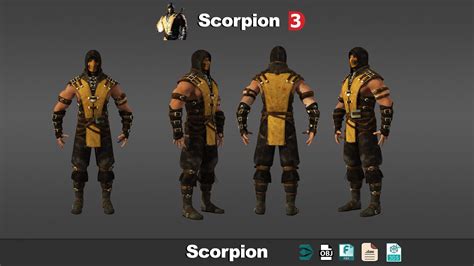 Scorpion Mortal Kombat 3d models low poly low-poly
