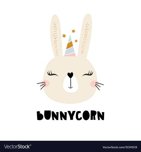 Cute Bunny Unicorn Childish Print For T Shirt Vector Image