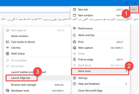 Tools Menu Bar Microsoft Edge