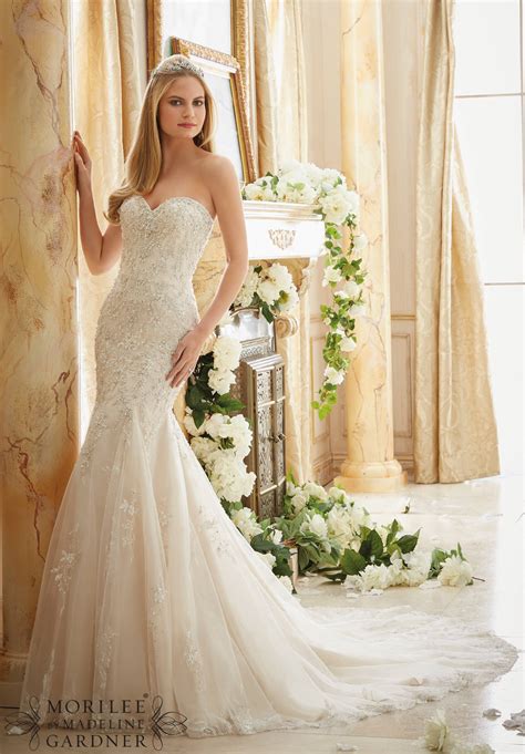 Wedding Dress Mori Lee Bridal Fall 2016 Collection 2886 Crystallized Allover Embroidery On