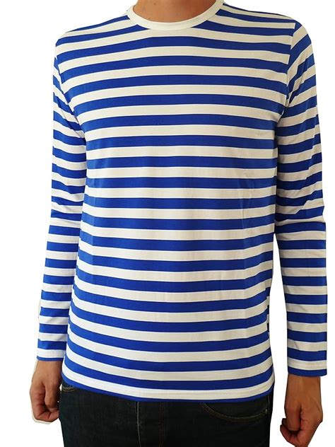 Long Sleeve T Shirt Top Tee Mod Indie Striped Stripe Blue White Vintage