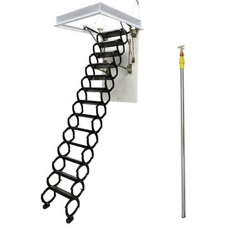 Techtongda Black Loft Wall Ladder Stairs Retractable Attic Folding