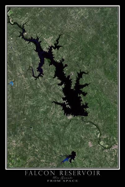 Falcon Reservoir Lake Texas Satellite Poster Map — Aerial Views From