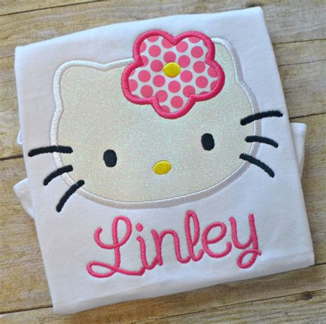 Flower Kitty 3 Applique Embroidery Design 4x4 5x7 6x10 Hello Instant