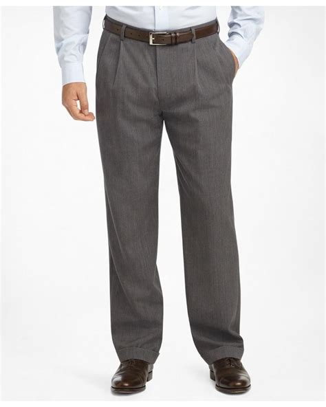 Brooks Brothers Wool Madison Fit Pleat Front Classic Gabardine Trousers