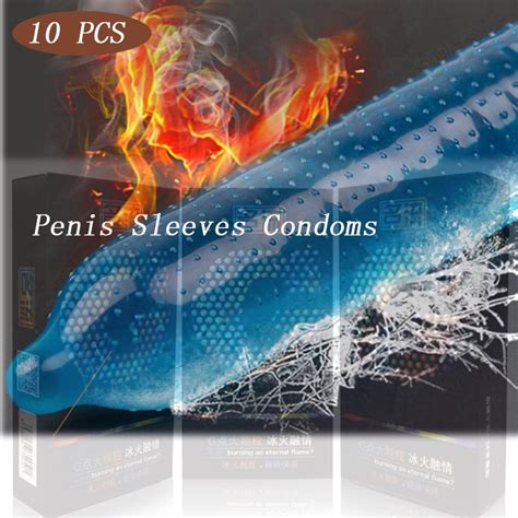Penis Sleeves Condoms Dick Extender G Spot Natural Latex Thin Ice Fire