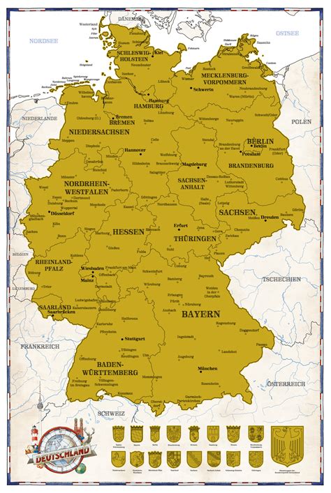 Rubbelkarte Landkarten - Deutschland Politisch 2017 - Rubbelkarte - 61x91,5