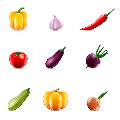 Vegetables Realistic Icons 454623 Vector Art At Vecteezy