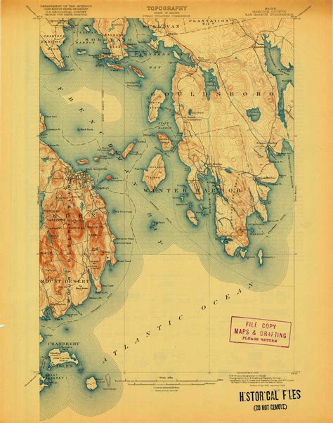Bar Harbor Maine 1904 1920 Usgs Old Topo Map Reprint 15x15 Me Quad