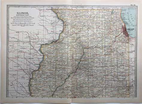 Original 1903 Map Of Illinois Northern Part Etsy