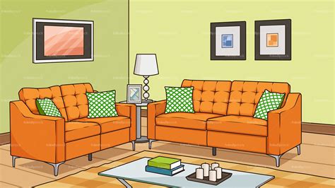 Living Room With Sofa Background Cartoon Vector Clipart