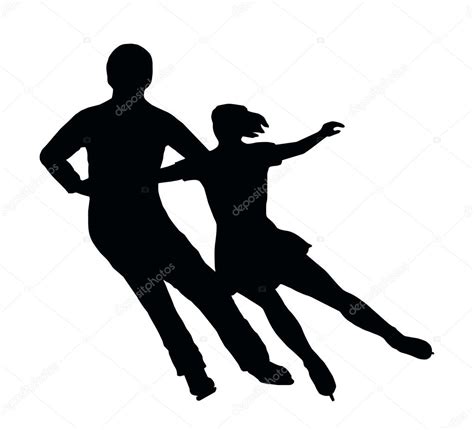 Silhouette Ice Skater Couple Side By Side Turn — Stock Vector © Cd123 7955109