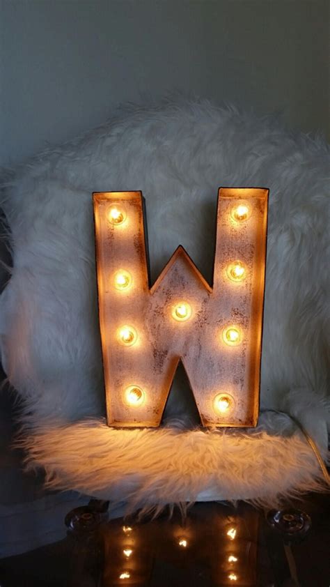 Paper Mache Plug In Light Up Letters Distressed Metallic Marquee Bulb