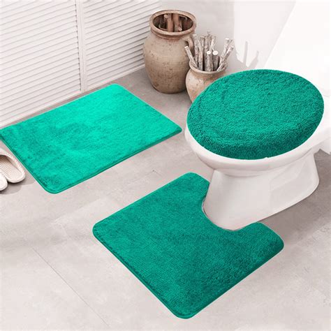 Bathroom Rug Set 3 Pieces Shaggy Soft Non Slip Mats Absorbent Toilet