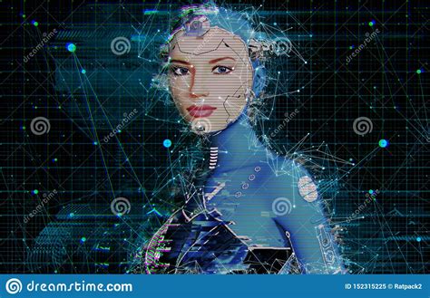 Cyborg Femenino Del Ai De La Inteligencia Artificial Stock De Ilustraci N Ilustraci N De
