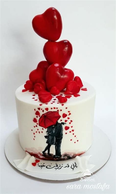 These heart shaped anniversary cakes come in unique designs and frostings that are going to make buying an anniversary cake for your husband or wife easy. Anniversary cake by Sara mostafa | Painted cakes, Hand ...