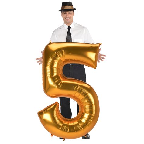 Buy Jumbo 53 Inch Gold Foil Number 5 Balloon Deflated For Gbp 999