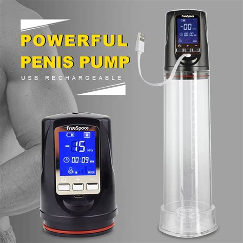 Penis Pump Enlarger White Led Liquid Crystal Powerful Usb Rechargeable Automatic Man Penis