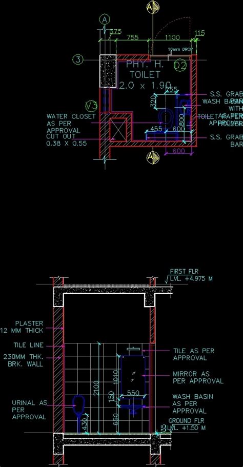 Working Drawing Of Handicap Toilet Dwg Detail For Autocad Designs Cad