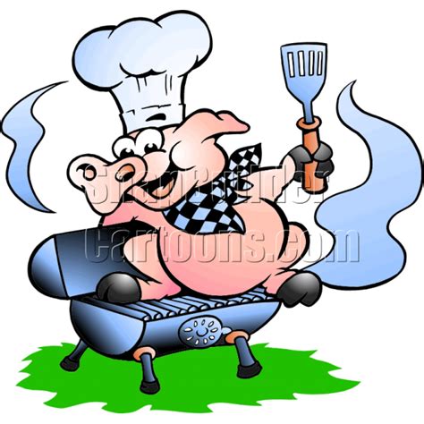 Chef Pig Sitting On Bbq Grill