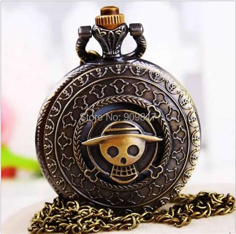 Antique Bronze Anime Skull One Piece Luffy Quartz Pocket Watches