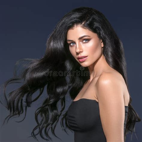 Beauty Woman Long Black Hair Beautiful Spa Model Girl With Perfect Fresh Clean Skin Brunette