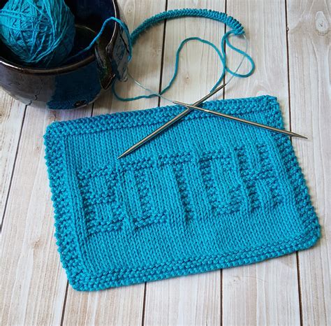 Bitch Dishcloth Pdf Pattern Easy Beginner Knitting Project Etsy Beginner Knitting Projects