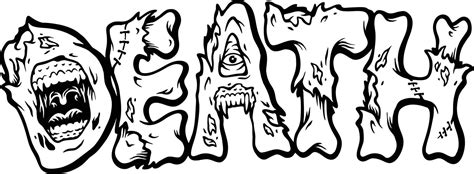 Creepy Zombie Bone Lettering Word Death Monochrome Vector Illustrations