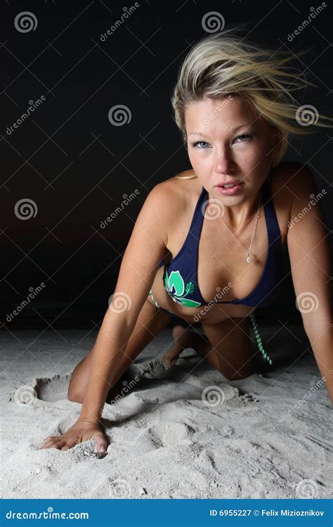 Woman Crawling On Sand Stock Image Image Of Dark Crawl 6955227
