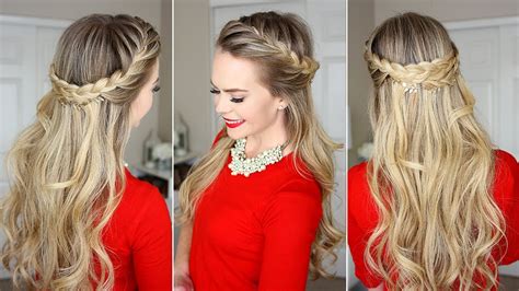 French Braid Crown Last Minute Holiday Hairstyle Youtube