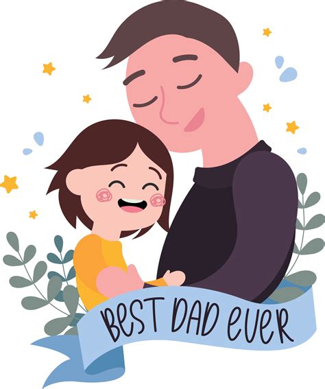 flat design vector happy fathers day best dad ever daddy daughter