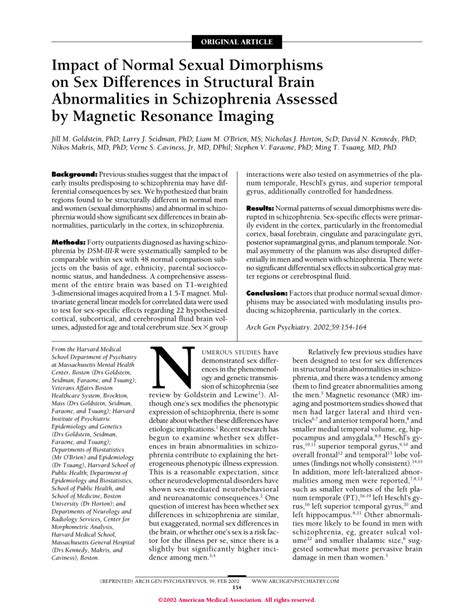 Pdf Impact Of Normal Sexual Dimorphisms On Sex Differences In Structural Brain Abnormalities