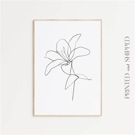 Flower Line Art Minimalist Flower Drawing Lily One Line Etsy
