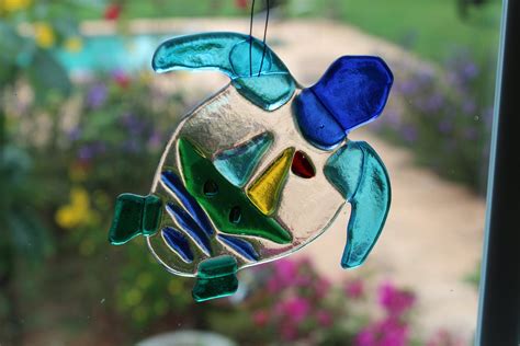 Turtle Suncatcher Fused Glass Free Shipping By Juanitah On Etsy Fused Glass Artwork Glass