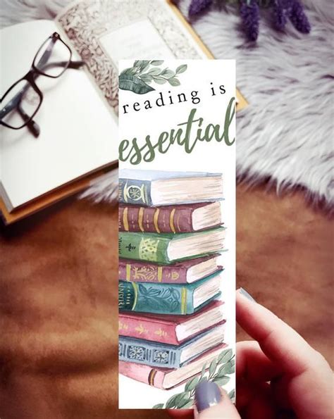 Reading Is Essential Watercolor Handmade Bookmark Cozy Etsy