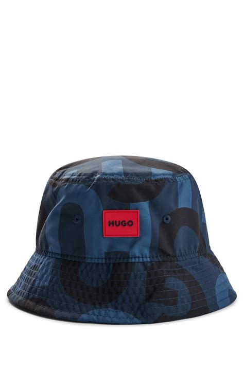 Boss By Hugo Boss Bucket Hat With Stacked Logo Print And Branded Label