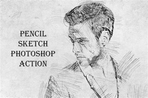 Pencil Sketch Photoshop Action Photoshop Add Ons Creative Market