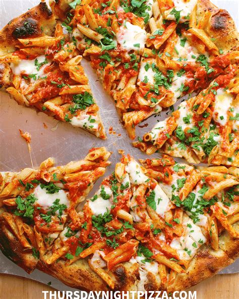 Penne Pizza with Marinara, Fresh Mozzarella, and Parm - Pasta Pizza Recipe